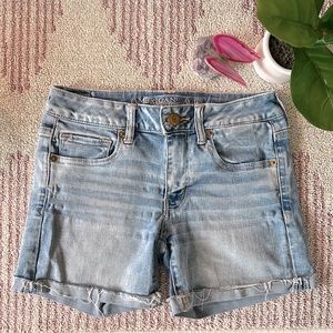 American Eagle light wash midi shorts